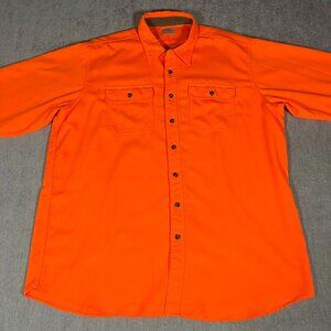 L.L.Bean Flannel Button Up Shirt Men XXL Tall Orange Long Sleeve Heavy Cotton